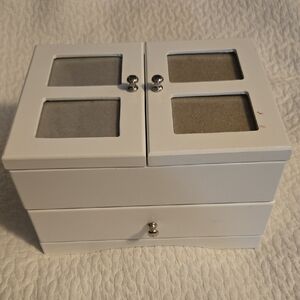 Chic White Jewelry Organizer with Glass Accents